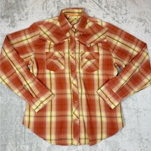 Cumberland Outfitters Long Sleeve Shirt Pearl Snaps Fringe Lightweight Large